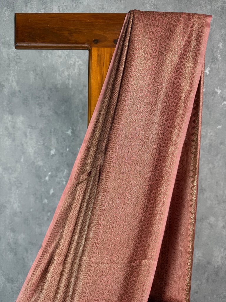 SEMI CHANDERI BROCADE BANARASI SAREE - Image 2