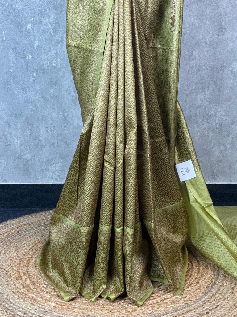SEMI CHANDERI BROCADE BANARASI SAREE - Image 3