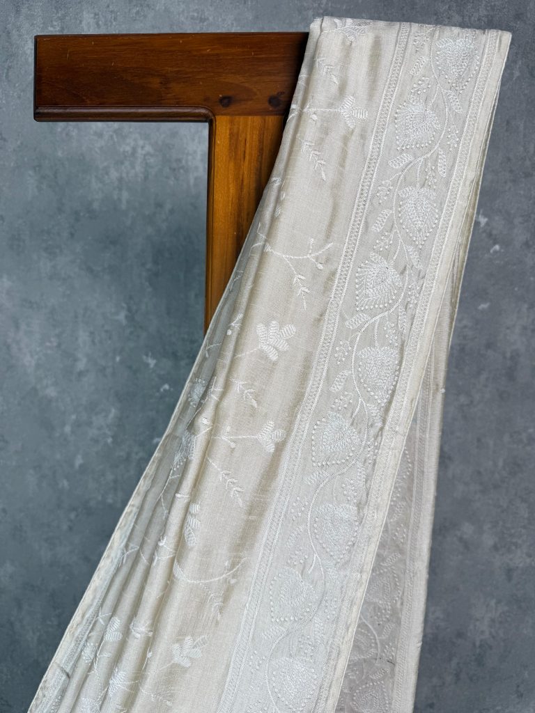 SEMI TUSSAR EMBROIDERY SAREE - Image 2