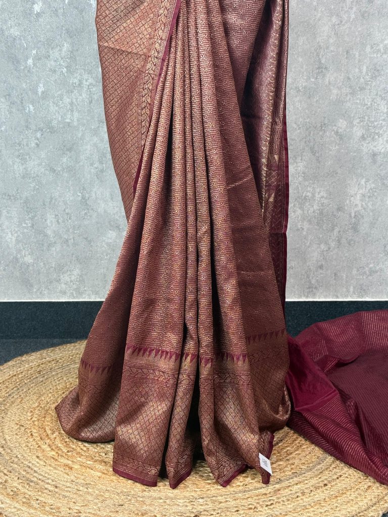 CHANDERI ANTIQUE ZARI BROCADE BANARASI SAREE - Image 3