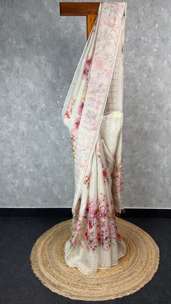 KORA MUSLIN PRINTED SAREE