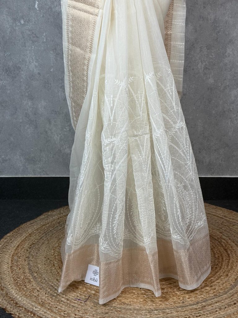 SEMI KOTA EMBROIDERY BANARASI SAREE - Image 3