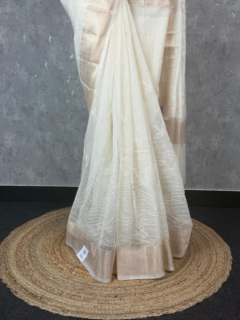 SEMI KOTA EMBROIDERY BANARASI SAREE - Image 3