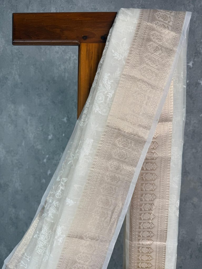 SEMI KOTA EMBROIDERY BANARASI SAREE - Image 2