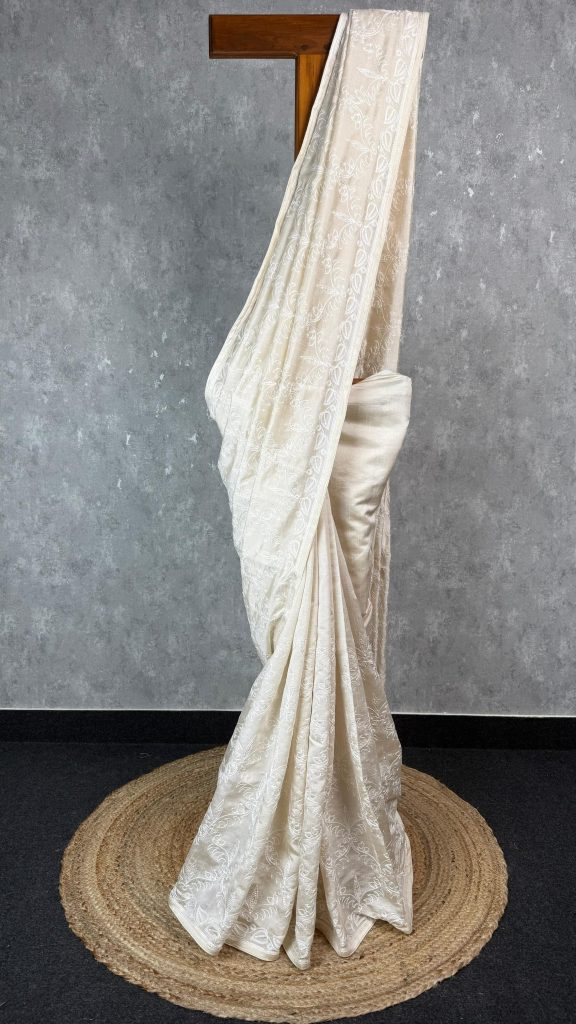 SEMI TUSSAR EMBROIDERY SAREE