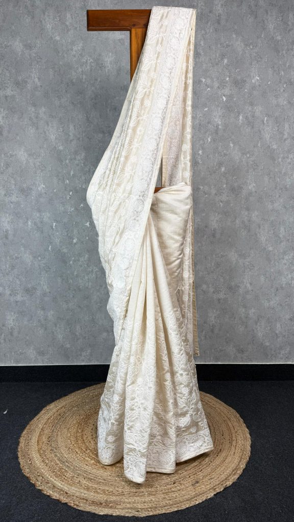 SEMI TUSSAR EMBROIDERY SAREE
