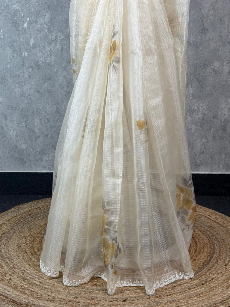 TUSSAR KOTA HAND PAINTED EMBROIDERY SAREE - Image 3