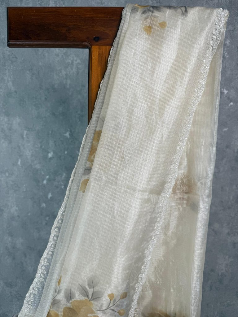 TUSSAR KOTA HAND PAINTED EMBROIDERY SAREE - Image 2