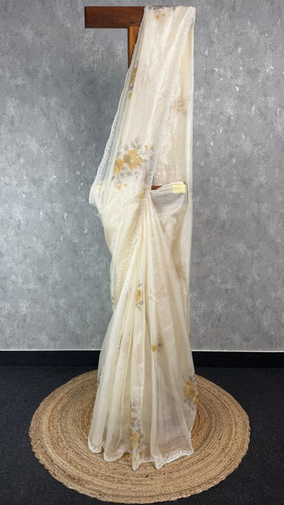 TUSSAR KOTA HAND PAINTED EMBROIDERY SAREE