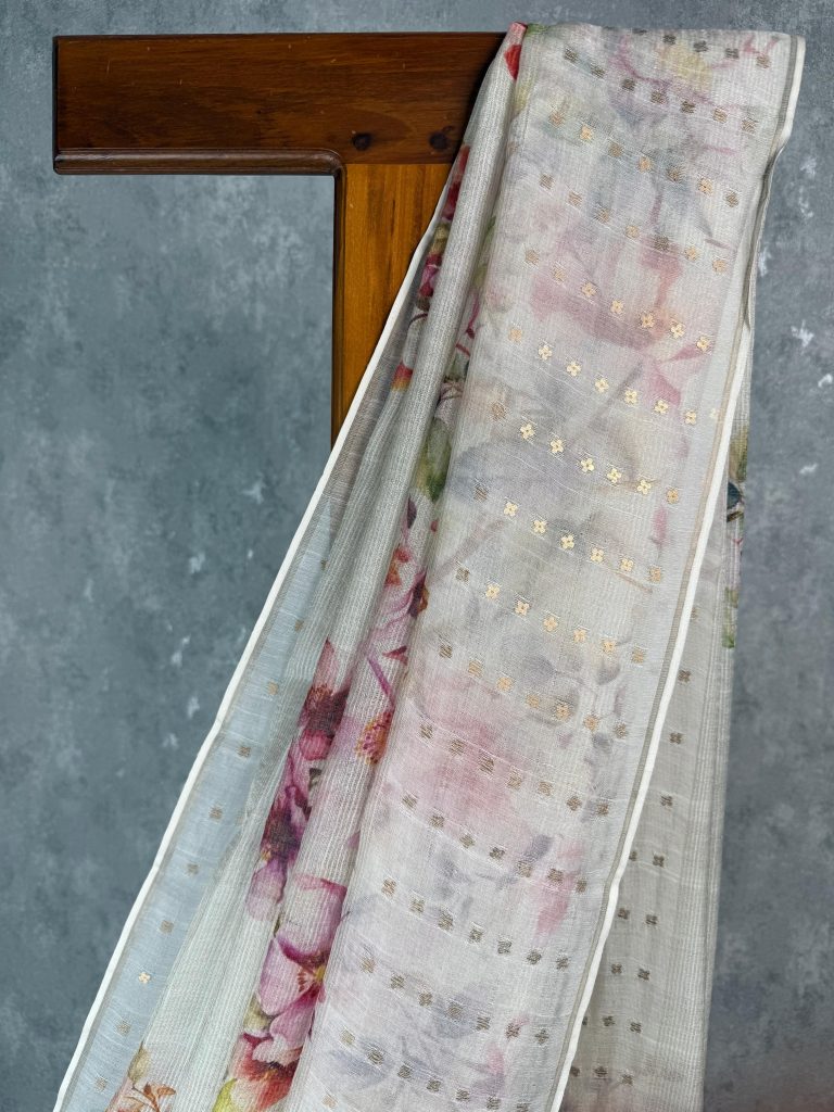 KORA MUSLIN PRINTED SAREE - Image 2