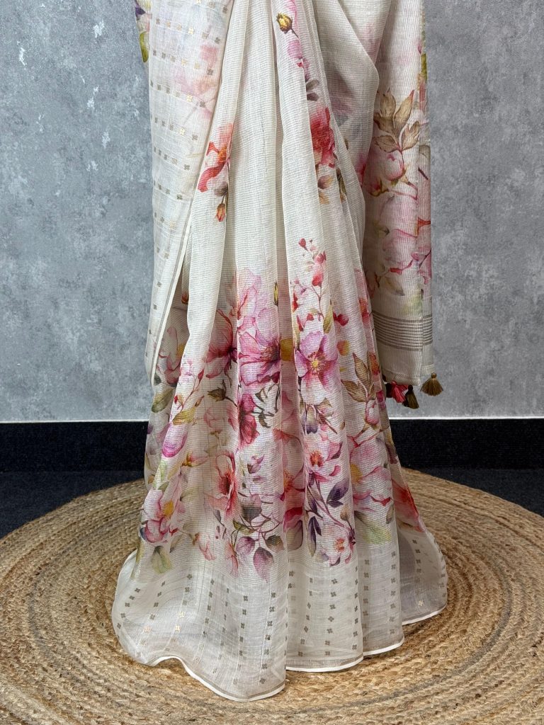 KORA MUSLIN PRINTED SAREE - Image 3