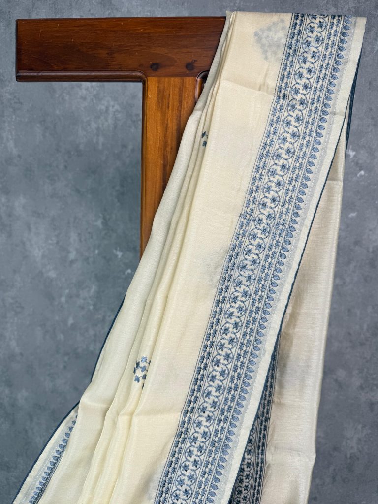 SEMI TUSSAR EMBROIDERY SAREE - Image 2