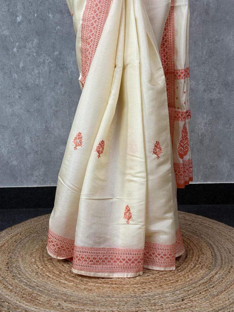 SEMI TUSSAR EMBROIDERY SAREE - Image 3