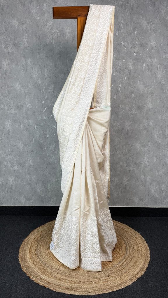 SEMI TUSSAR EMBROIDERY SAREE