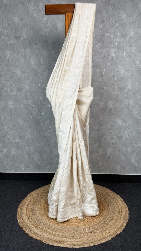SEMI TUSSAR EMBROIDERY SAREE