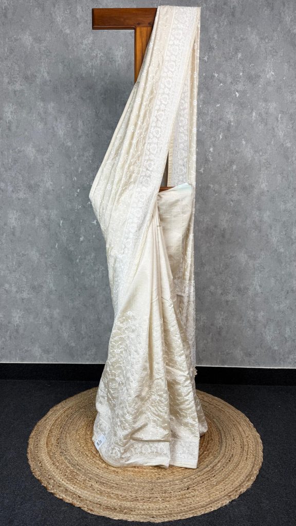 SEMI TUSSAR EMBROIDERY SAREE