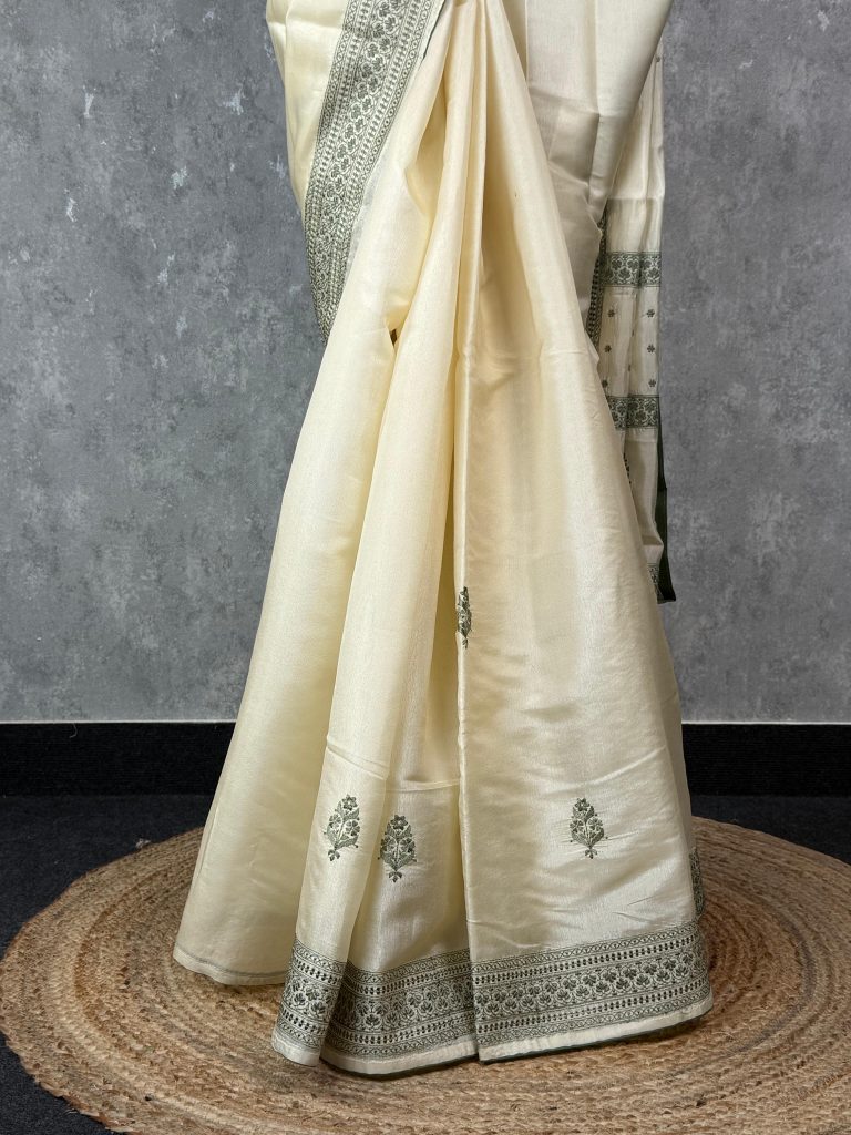 SEMI TUSSAR EMBROIDERY SAREE - Image 3