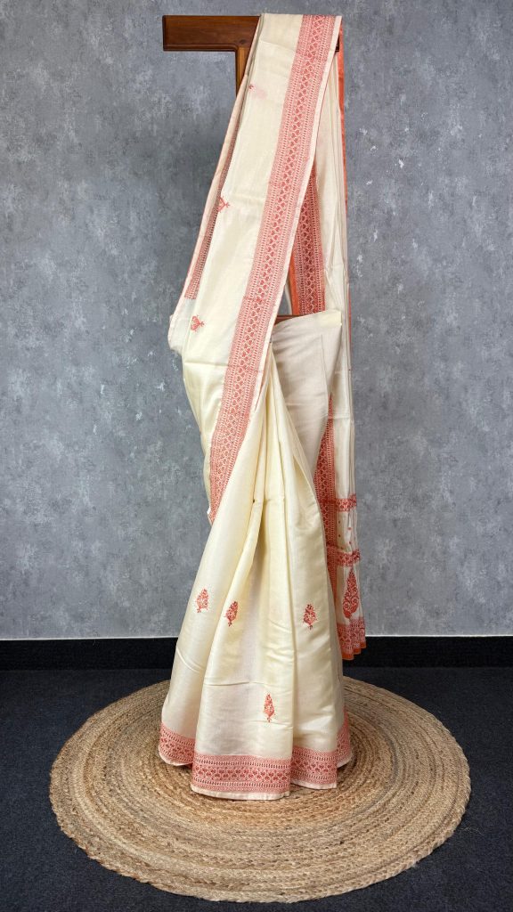 SEMI TUSSAR EMBROIDERY SAREE