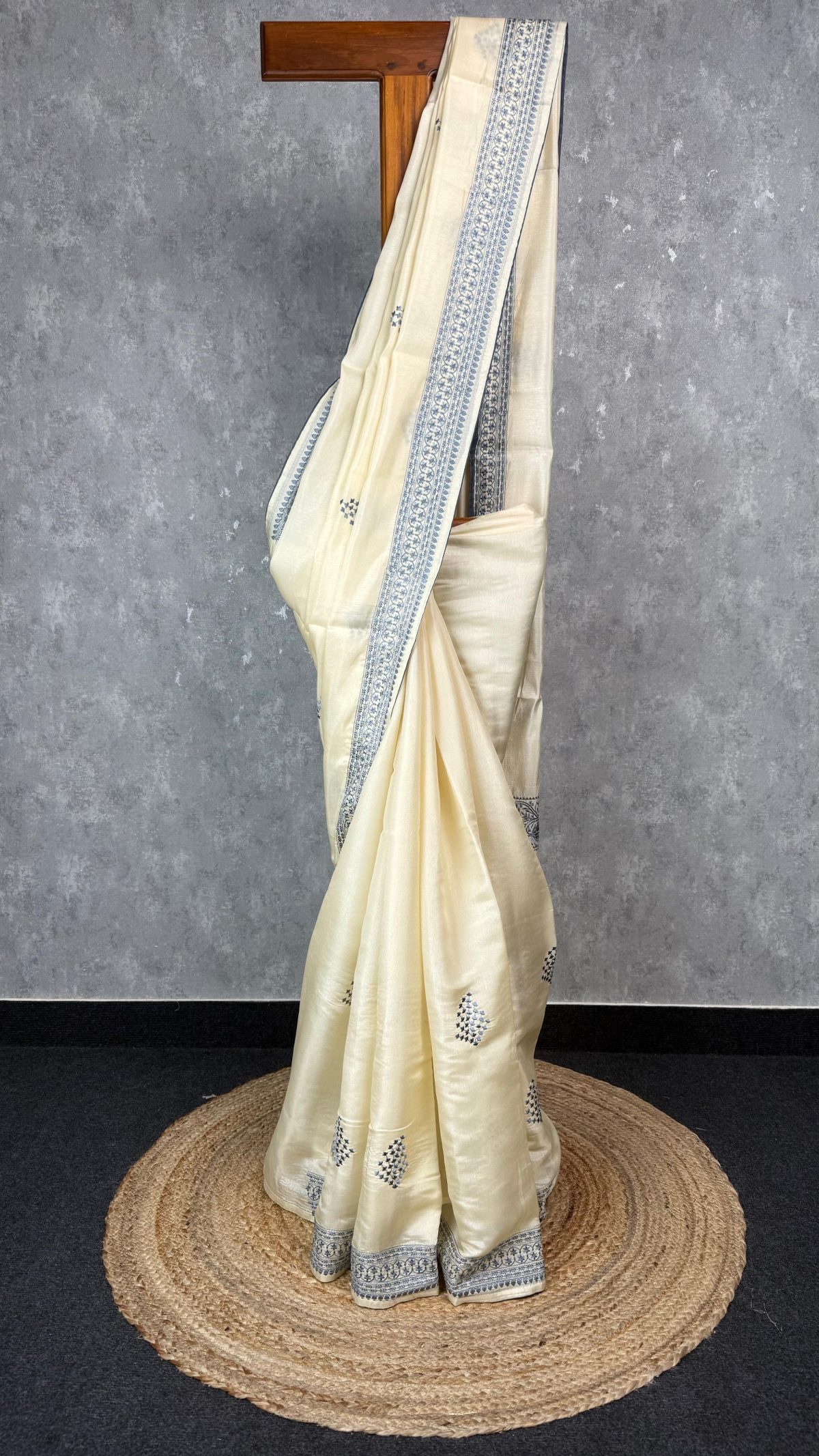 SEMI TUSSAR EMBROIDERY SAREE