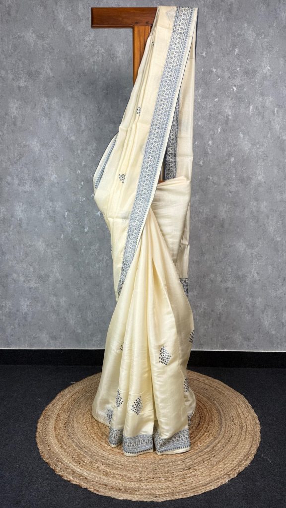 SEMI TUSSAR EMBROIDERY SAREE