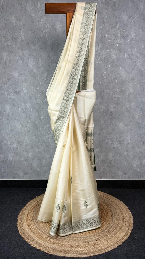 SEMI TUSSAR EMBROIDERY SAREE