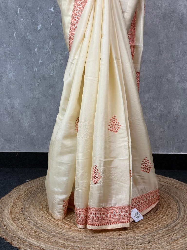 SEMI TUSSAR EMBROIDERY SAREE - Image 3
