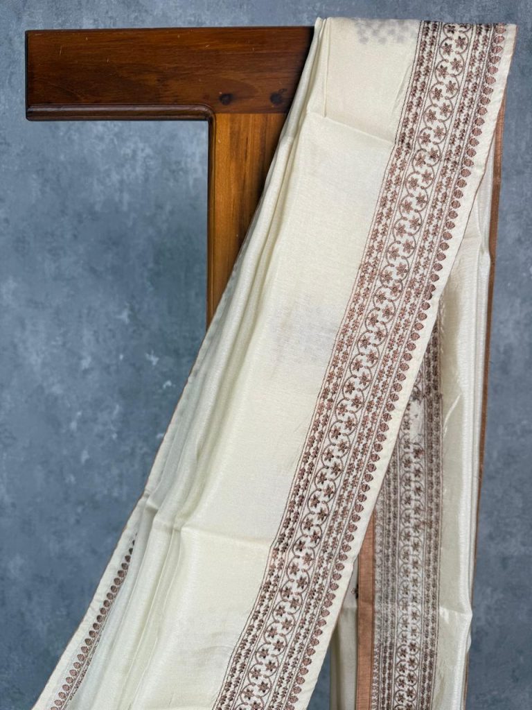 SEMI TUSSAR EMBROIDERY SAREE - Image 2