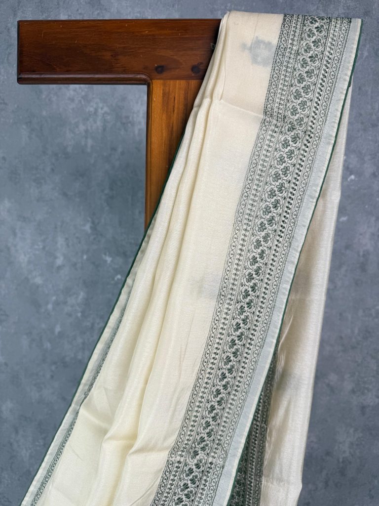SEMI TUSSAR EMBROIDERY SAREE - Image 2