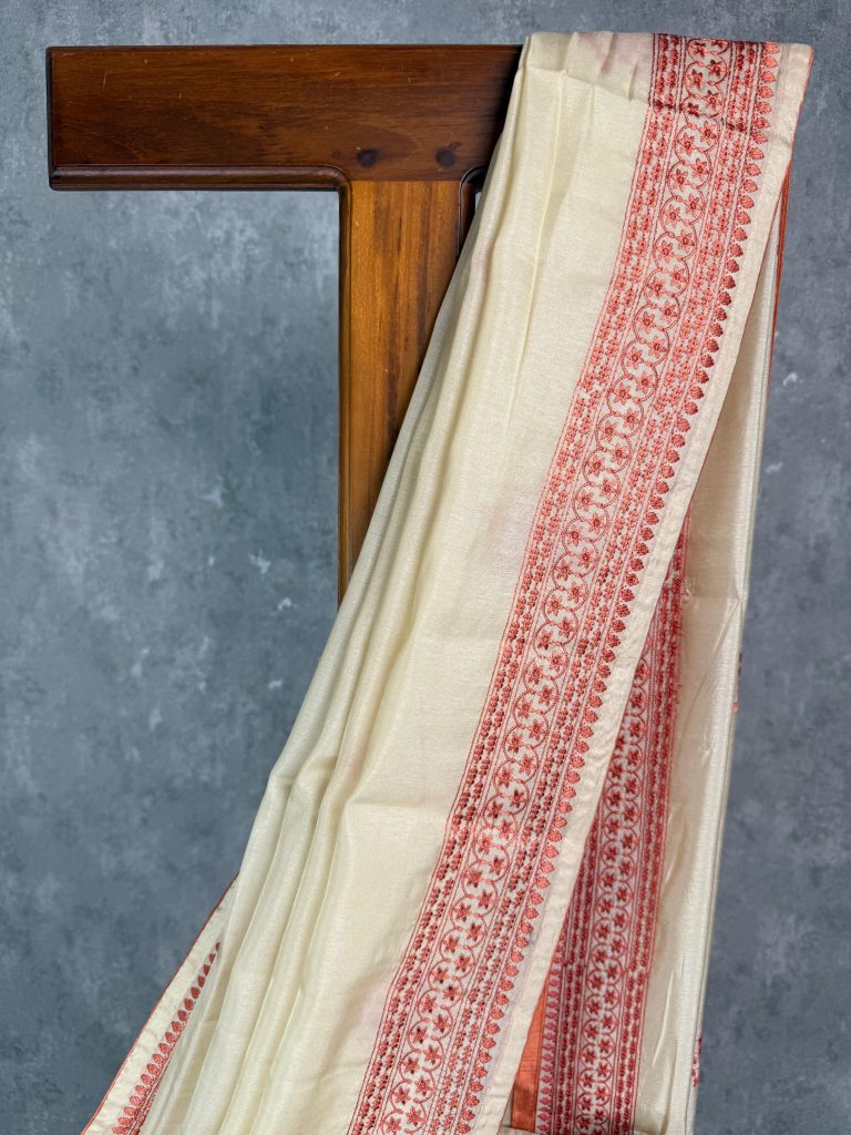 SEMI TUSSAR EMBROIDERY SAREE - Image 2