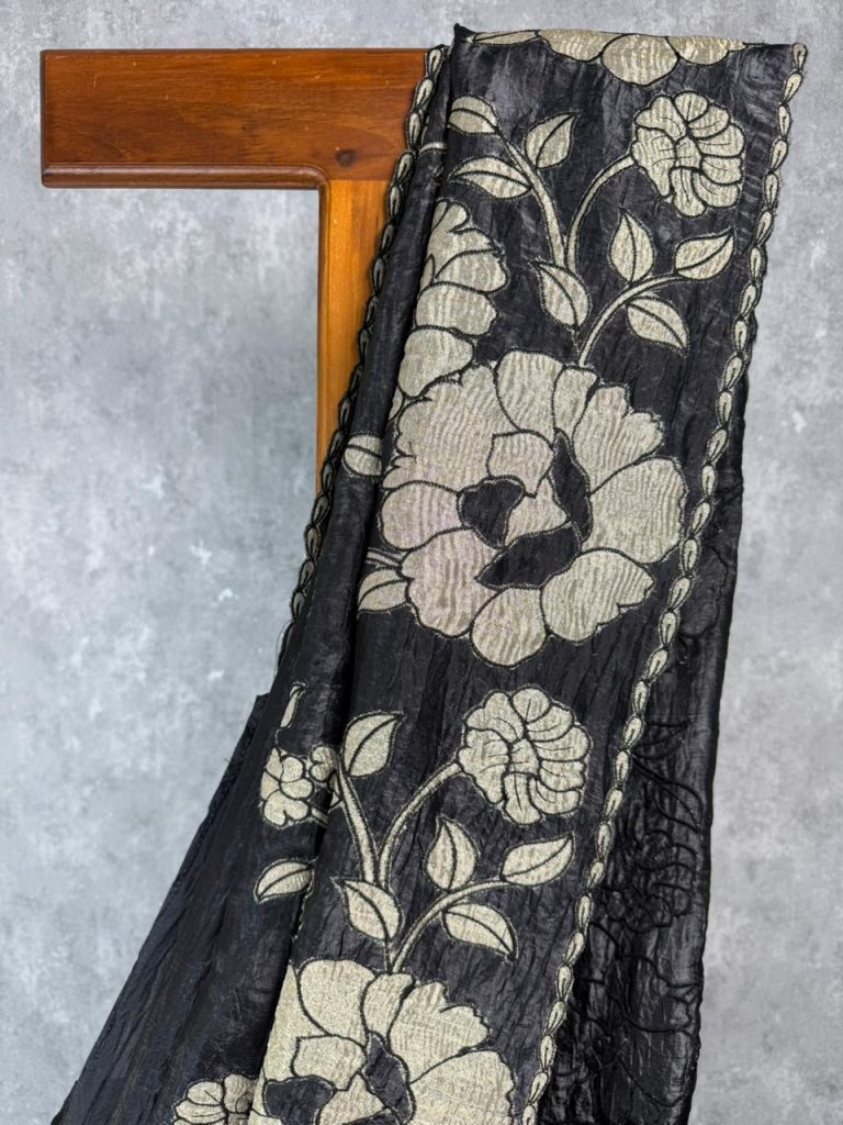 VISCOSE ORGANZA TISSUE APPLIQUE SAREE - Image 2
