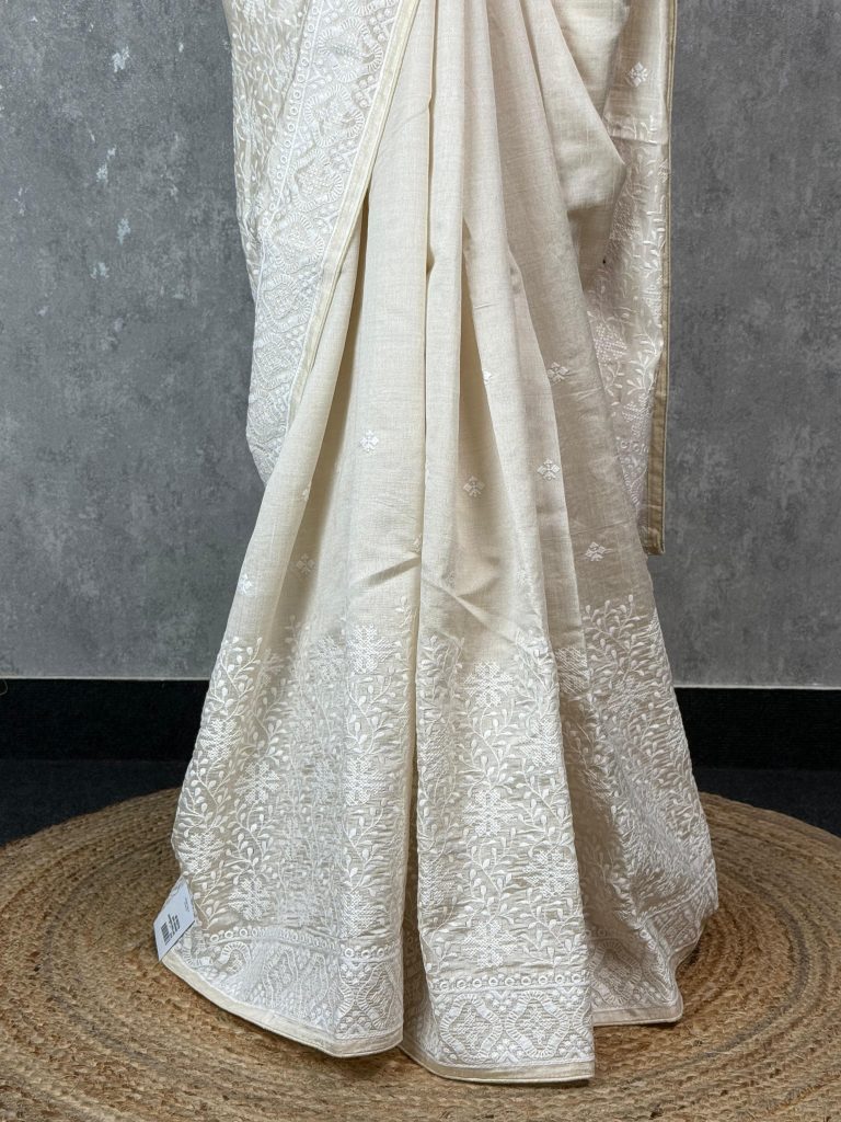 SEMI TUSSAR EMBROIDERY SAREE - Image 3