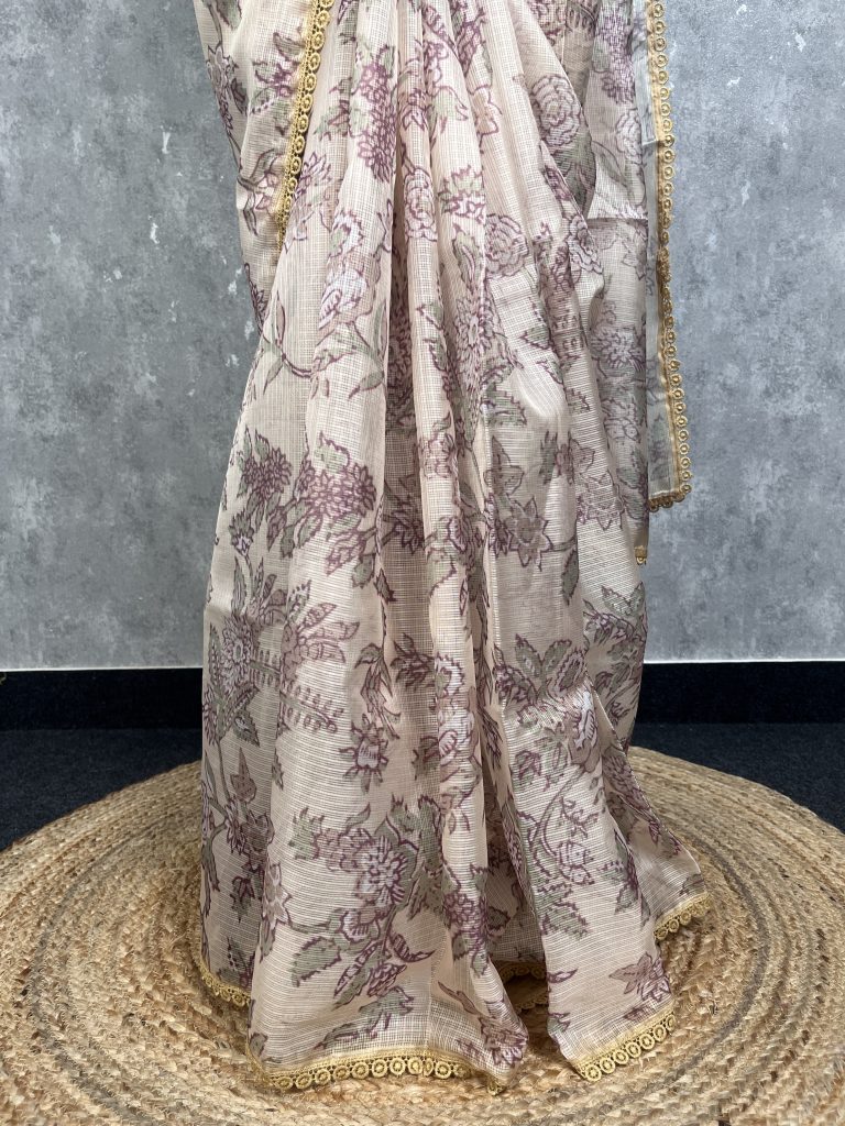 SEMI LINEN PRINTED SAREE - Image 3
