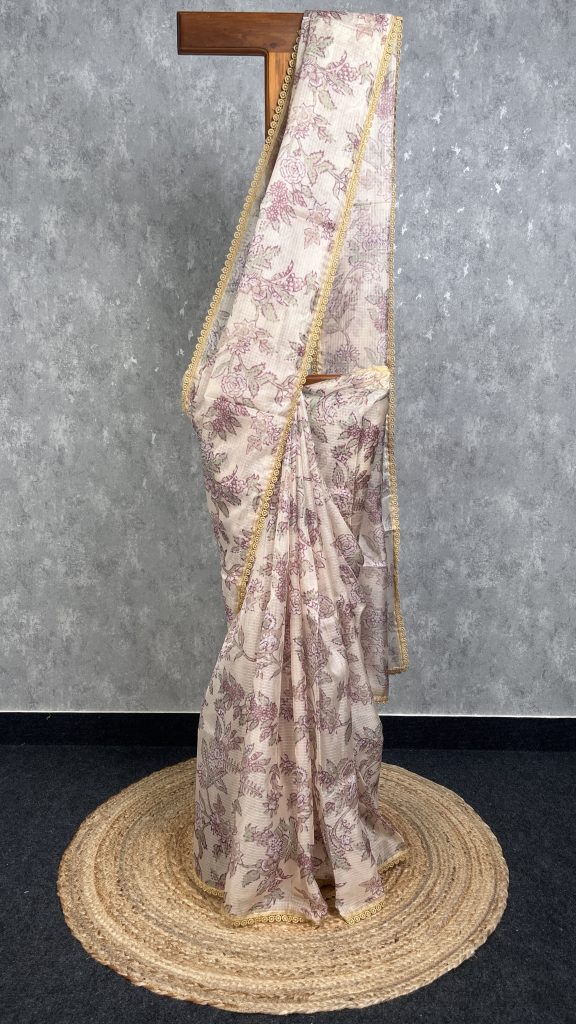 SEMI LINEN PRINTED SAREE