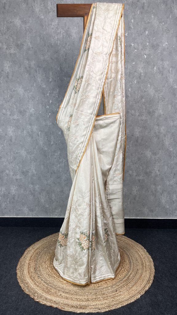 SEMI TUSSAR SILK EMBROIDERY SAREE