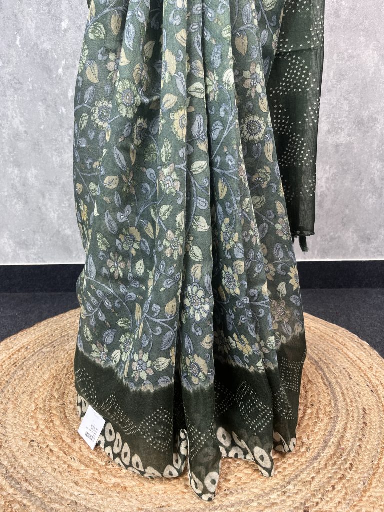 SEMI LINEN PRINTED SAREE - Image 3