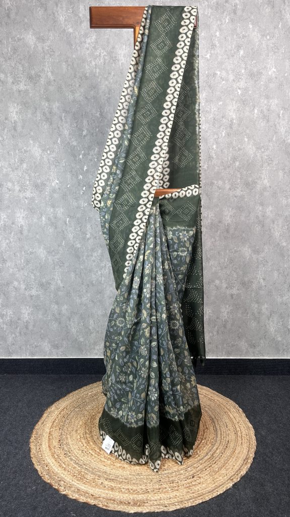 SEMI LINEN PRINTED SAREE