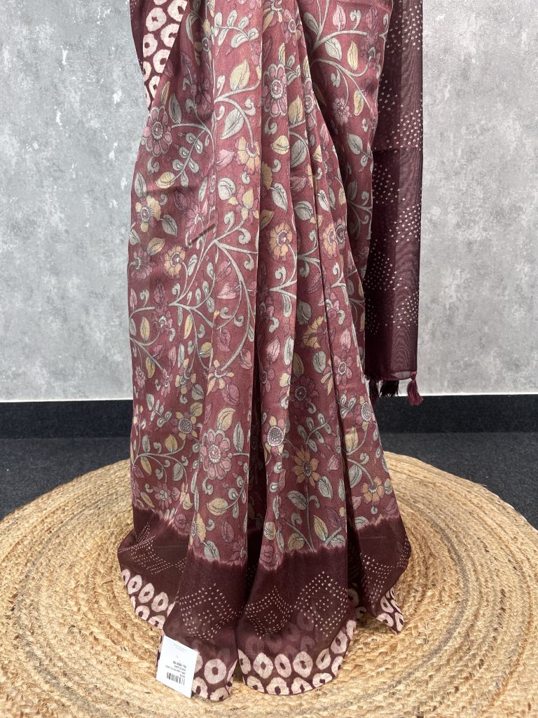 SEMI LINEN PRINTED SAREE - Image 3