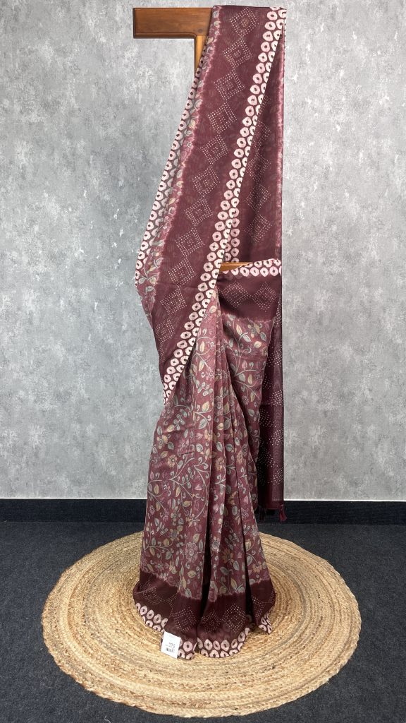 SEMI LINEN PRINTED SAREE