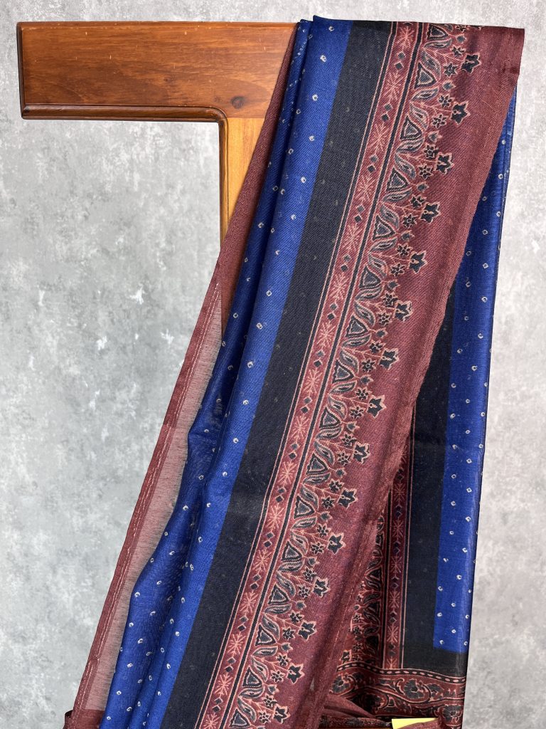 SEMI LINEN PRINTED SAREE - Image 2