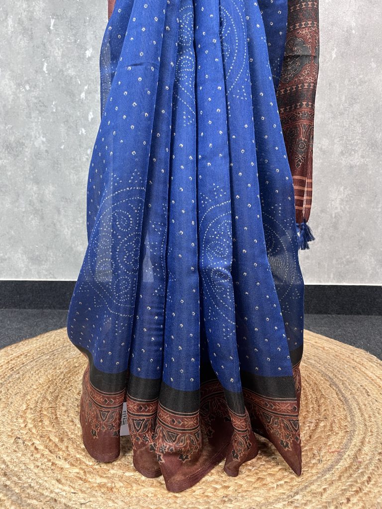 SEMI LINEN PRINTED SAREE - Image 3