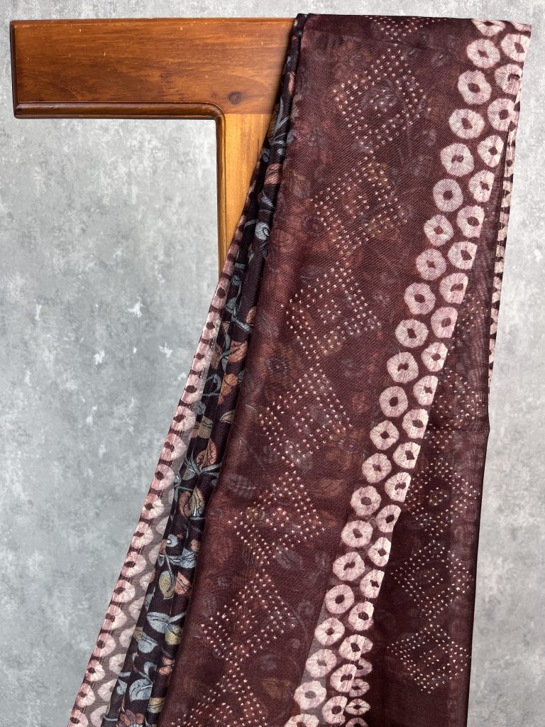 SEMI PRINTED LINEN SAREE - Image 2