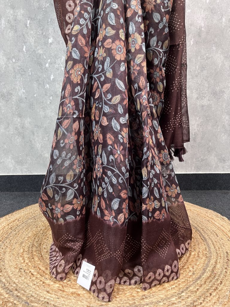 SEMI PRINTED LINEN SAREE - Image 3