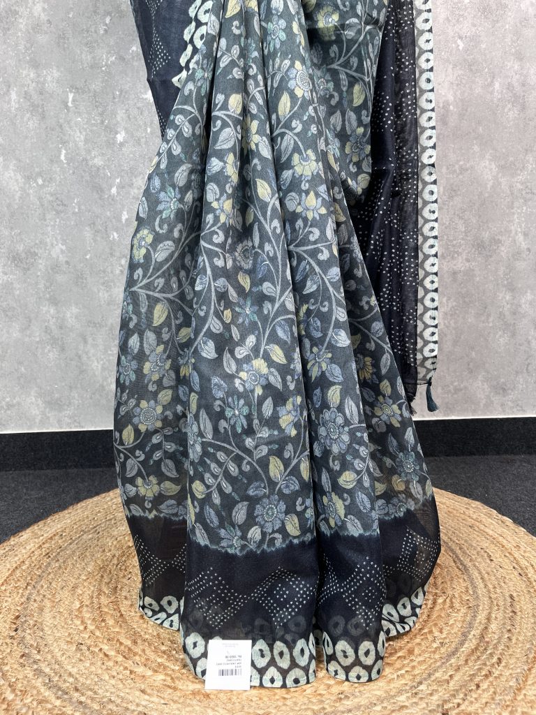 SEMI LINEN PRINTED SAREE - Image 3