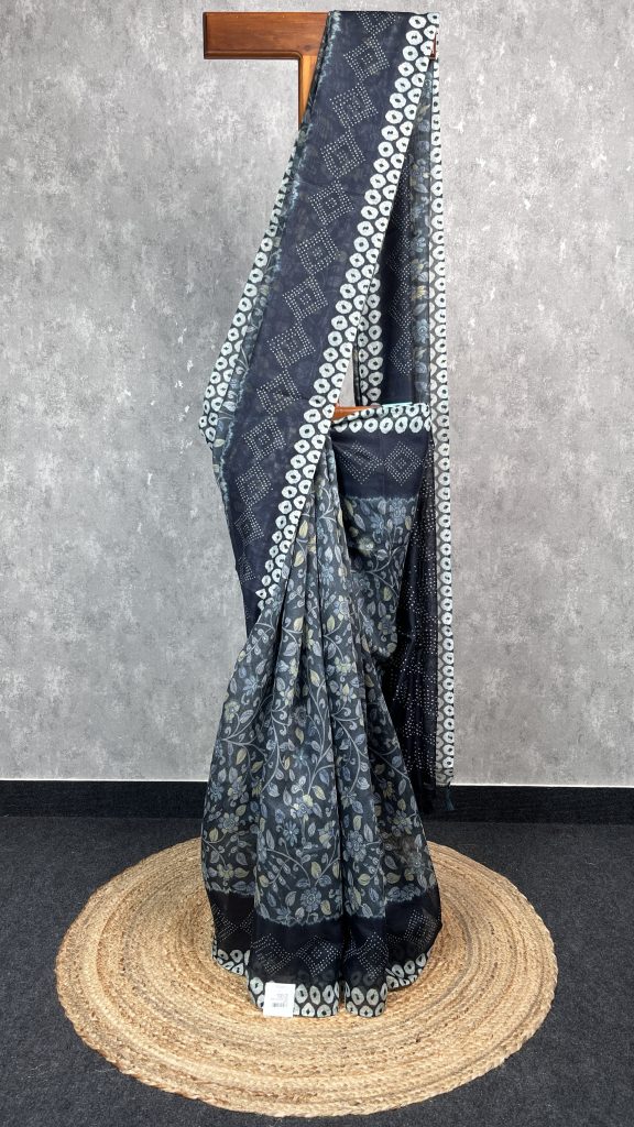 SEMI LINEN PRINTED SAREE