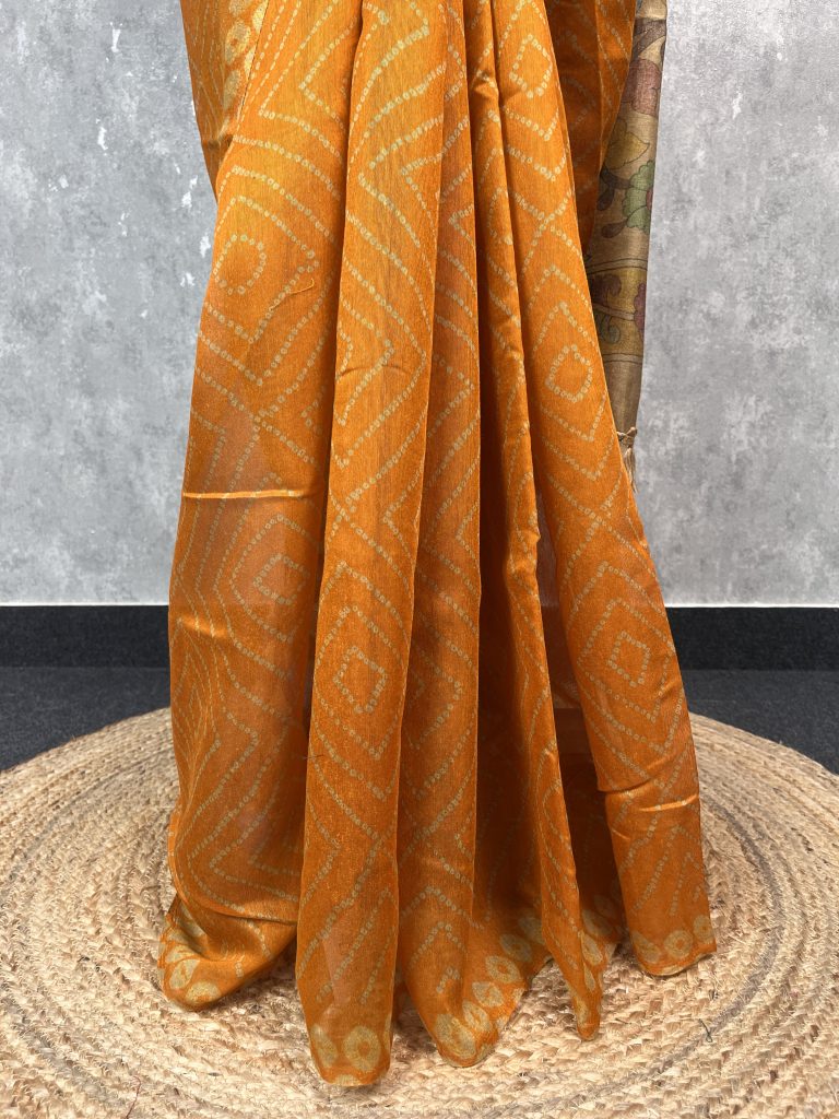 SEMI LINEN PRINTED SAREE - Image 3