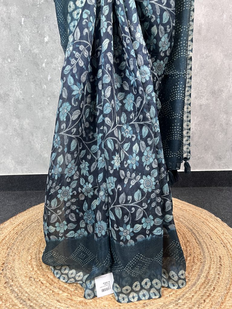 SEMI LINEN PRINTED SAREE - Image 3