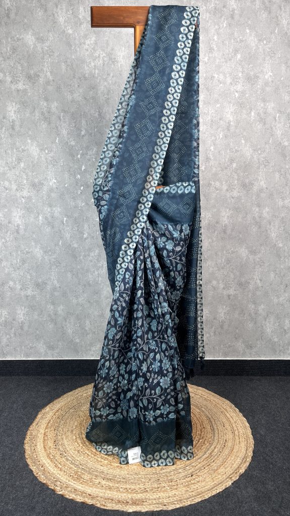 SEMI LINEN PRINTED SAREE