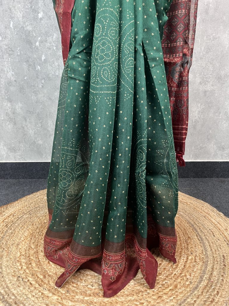 SEMI LINEN PRINTED SAREE - Image 3