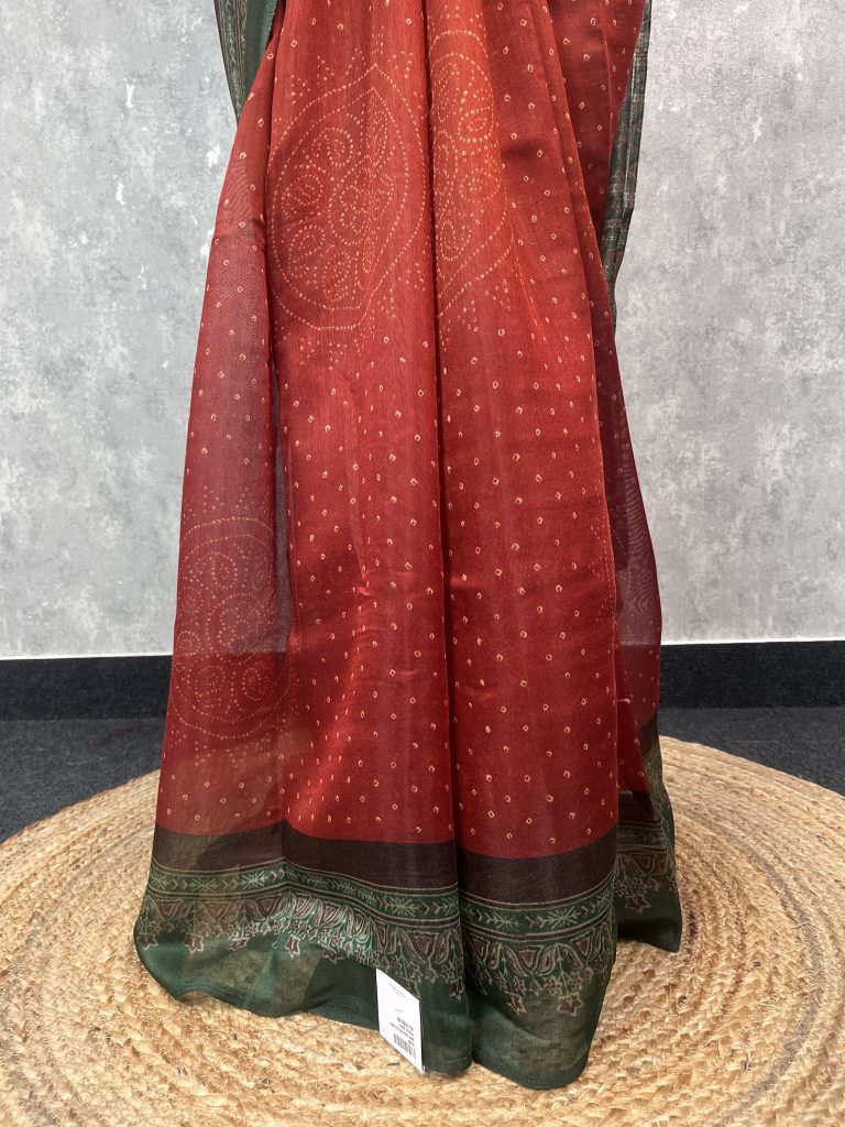 SEMI LINEN PRINTED SAREE - Image 3