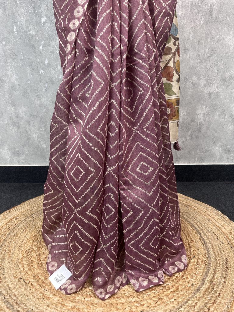 SEMI LINEN PRINTED SAREE - Image 3